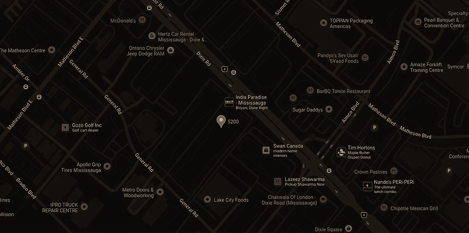 Map of the Apex Iron shop at 5200 Dixie Rd, Mississauga — opens Google Maps